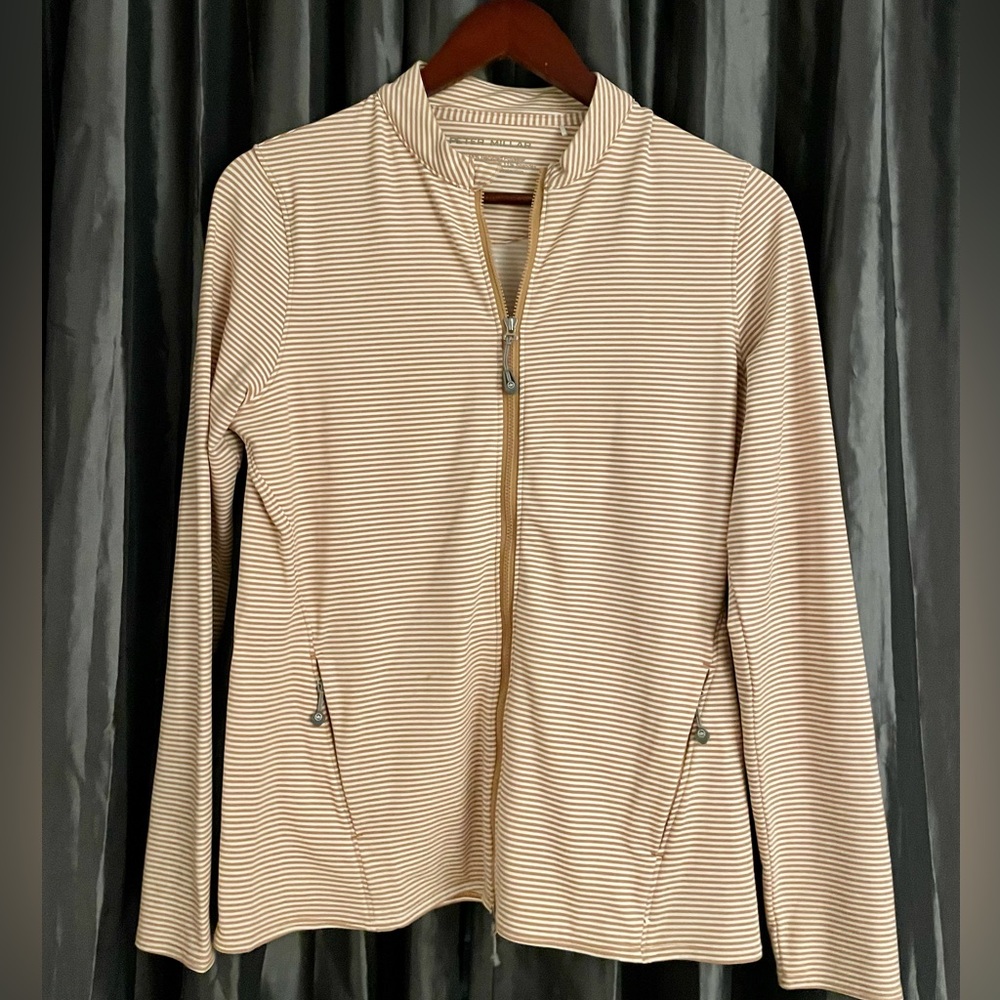 Peter Millar Tan and White Striped Jacket